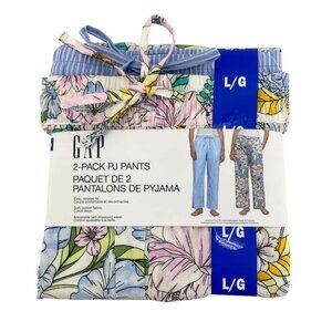 GAP Women's Cotton Pyjama Pants: 2 Pack | Relaxed Fit | 100% Cotton | Size Large